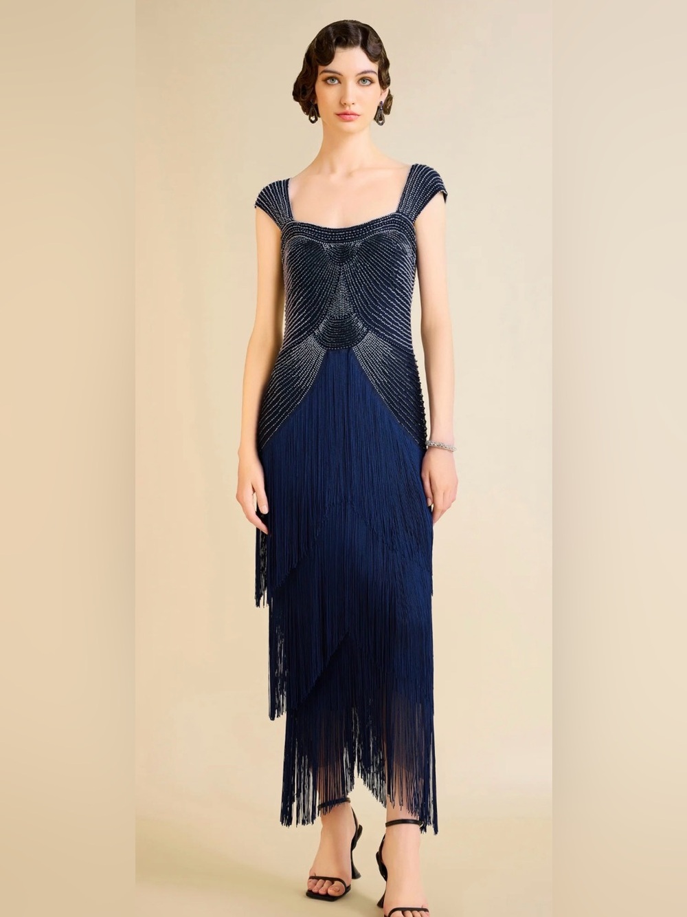 Babeyond Graceful Gradient Bead Fringe Evening Gown 14